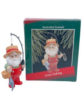 Hallmark Gone Fishing Santa Keepsake Ornament Boxed Vintage 1988